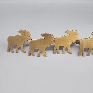 Brass Moose Napkin Rings Holders Set Of 4 Rustic Woodland Christmas